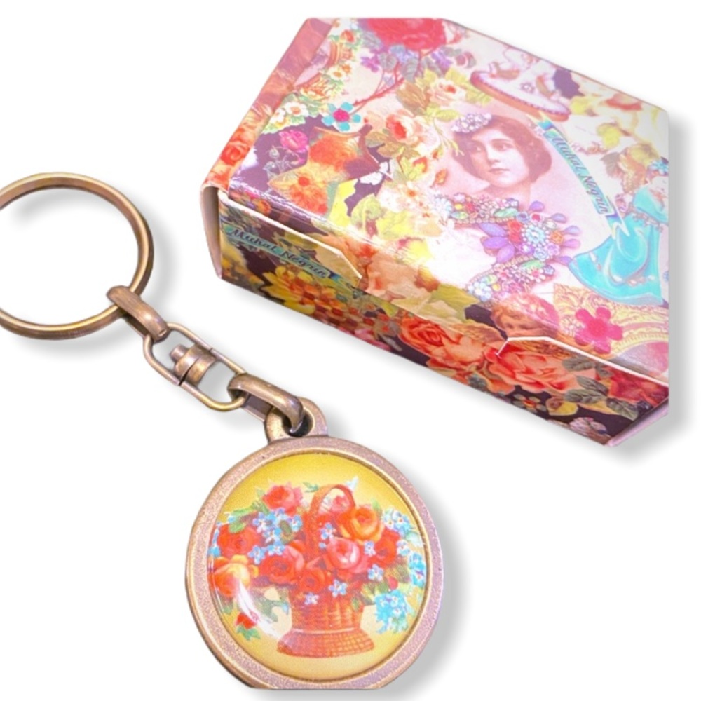 💝 Michal Negrin Key chain Rose Basket vintage box